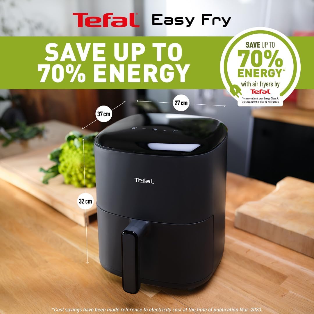 Tefal Easy Fry Max Digital Air Fryer, 5L, 10in1, Uses No Oil, Air Fry, Extra Crisp, Roast, Bake, Reheat, Dehydrate, 6 Portions, Non-Stick, Dishwasher Safe Baskets, Black