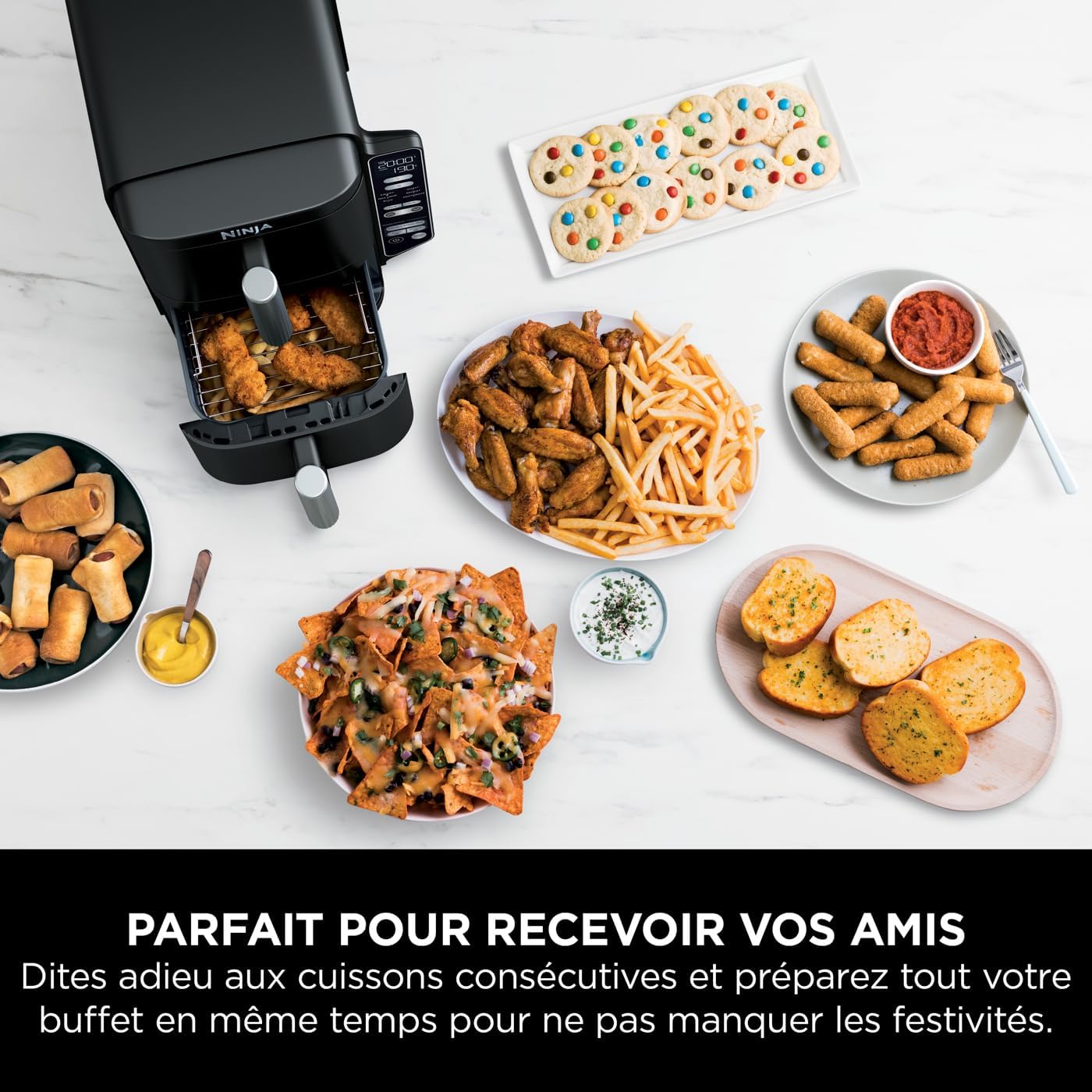 Ninja Double Stack Friteuse verticale sans huile à 2 tiroirs, 4 niveaux cuisson