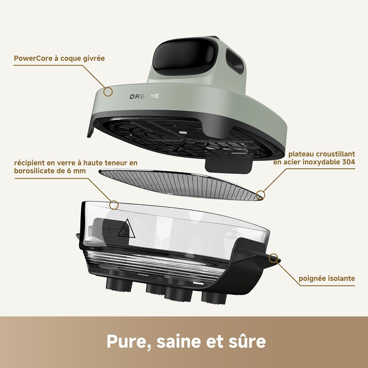 Friteuse à Air Dreame Tasti 4.5L + 2.5L - Sans Huile, Technologie Intelligente, 12 Programmes Automatiques