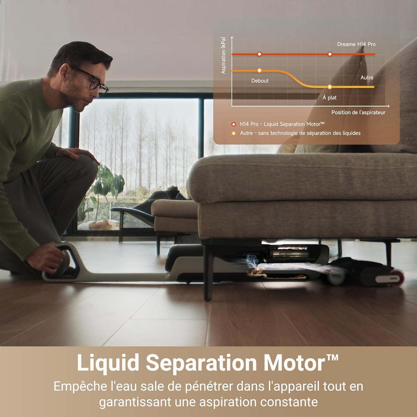 dreame H14 Pro Aspirateur Laveur Sec Et Humide, Design Plat à 180°