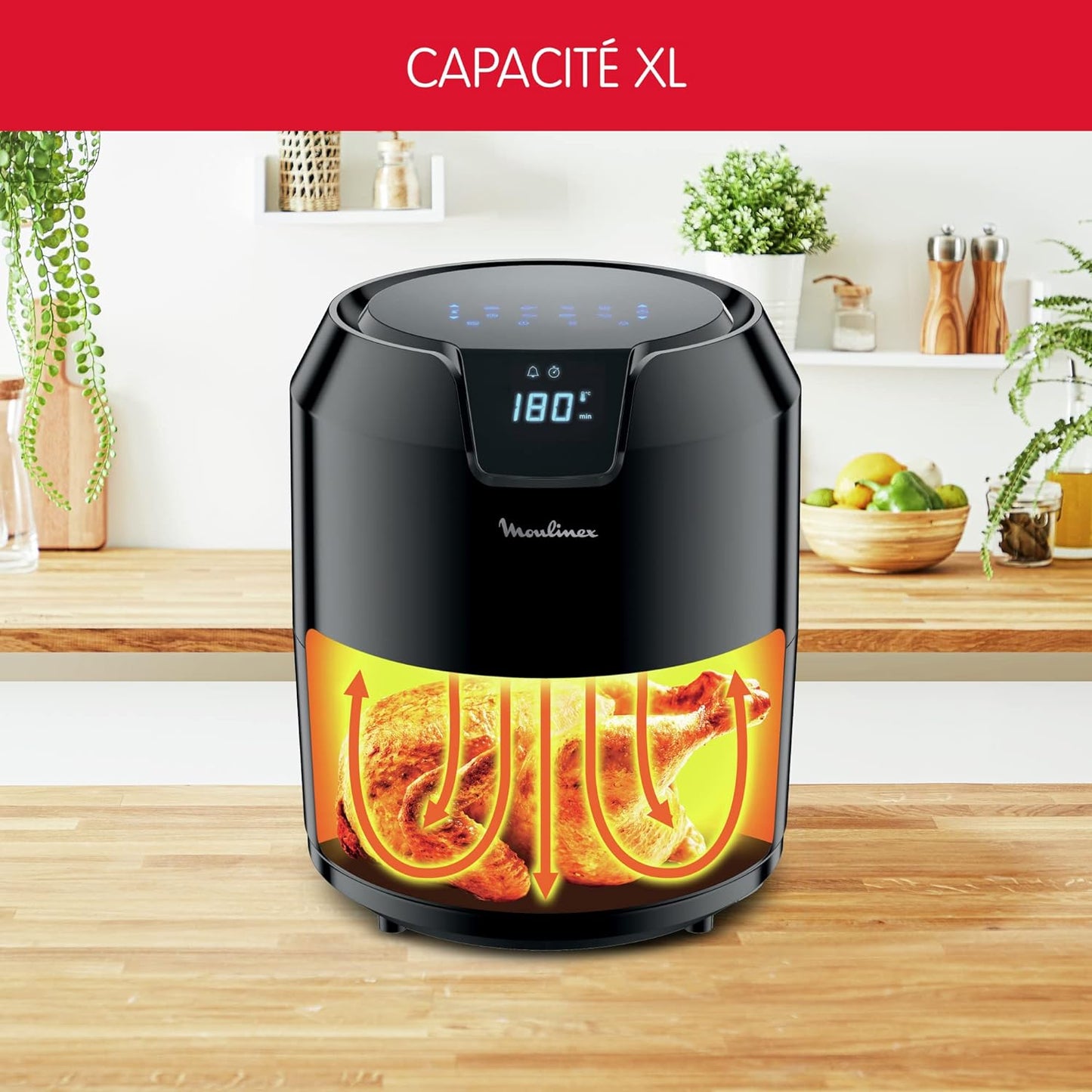 Moulinex Friteuse sans huile XL + gril, 4,2 L, 6 personnes, 8 programmes,