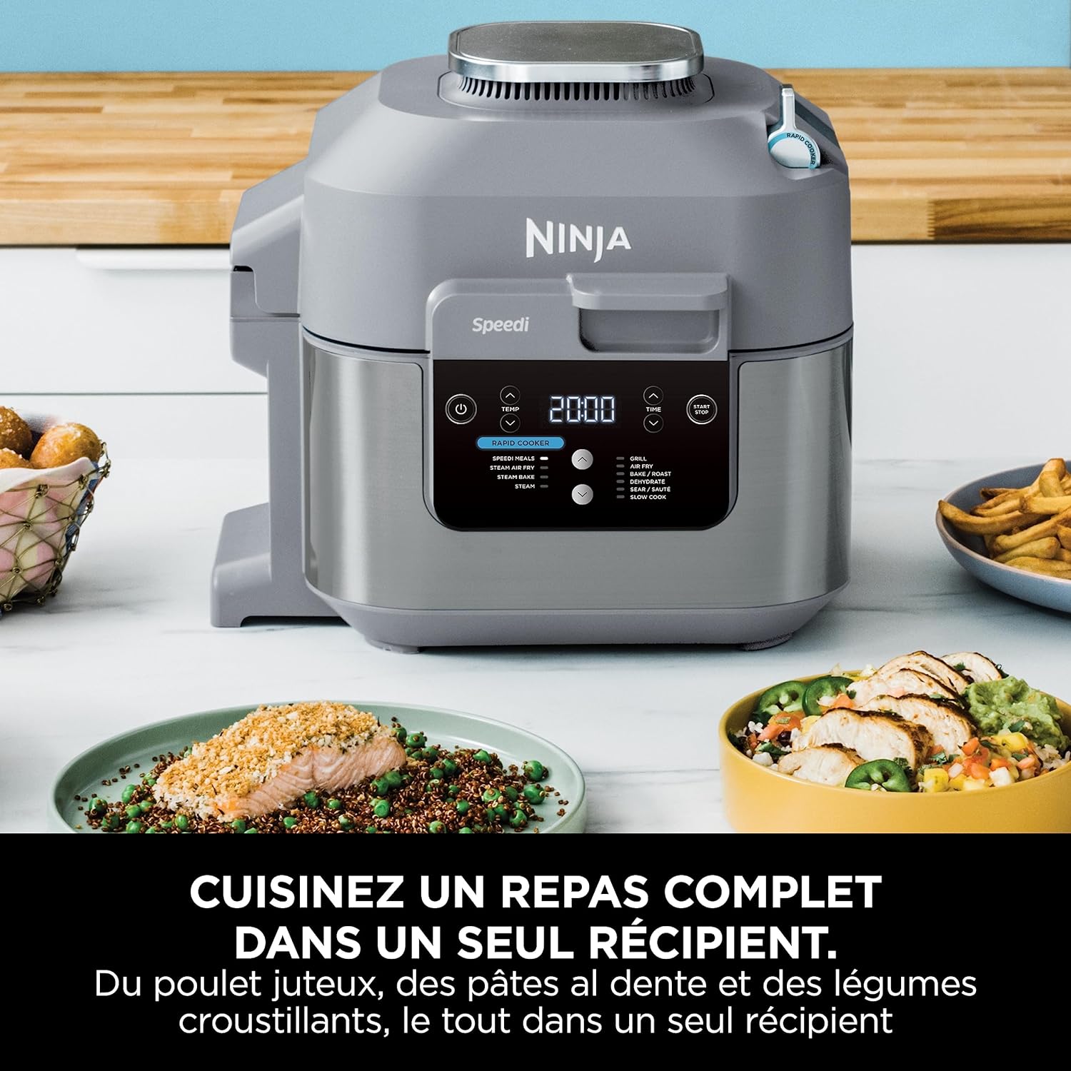 Ninja Speedi 10-en-1 Cuiseur rapide, Air Fryer, Friteuse à air et Multicuiseur, 5.7L, Repas pour 4 en 15 minutes
