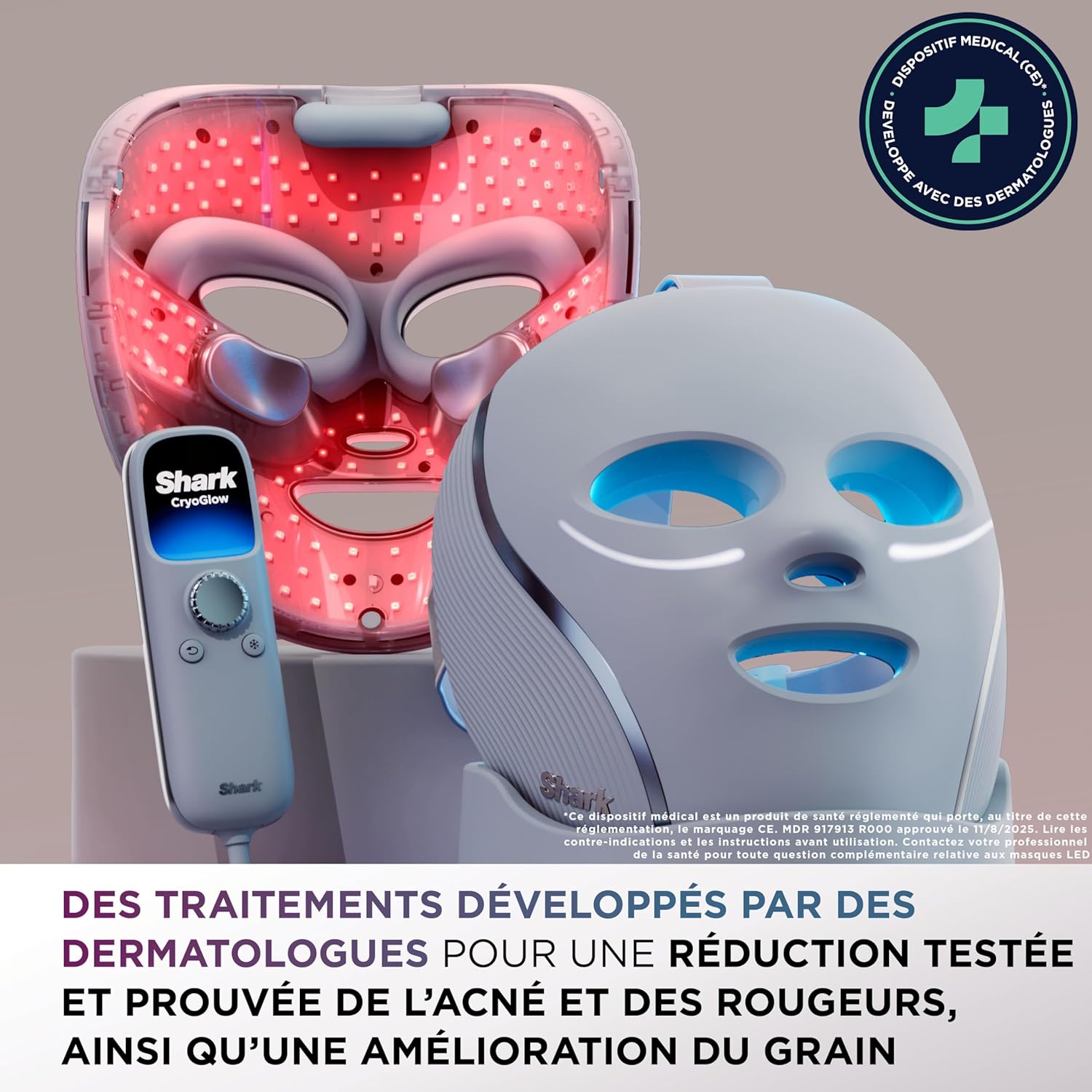 Shark Masque LED Visage Universel – Technologie Dermatologique à Domicile