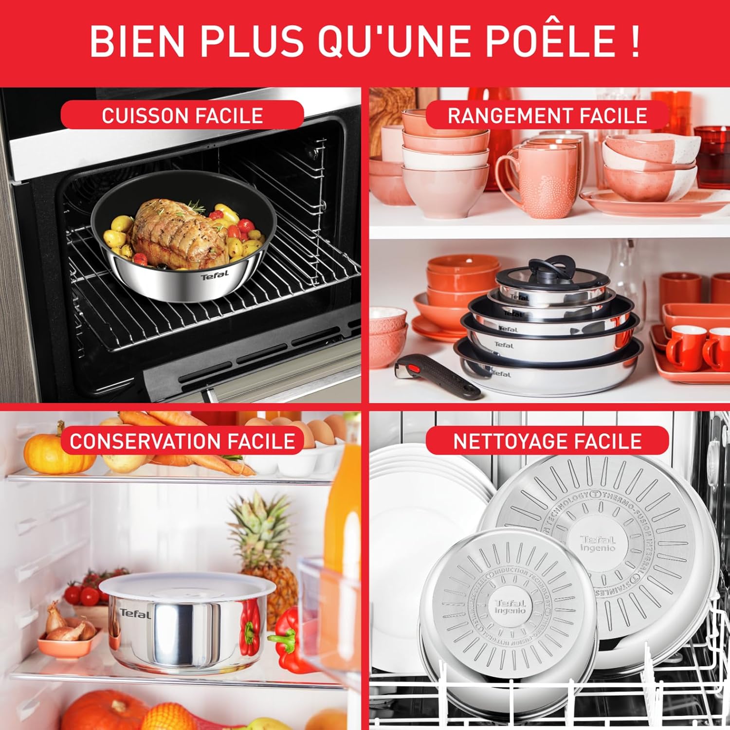 Tefal Ingenio Batterie de Cuisine 20 Pièces avec Poignées Amovibles