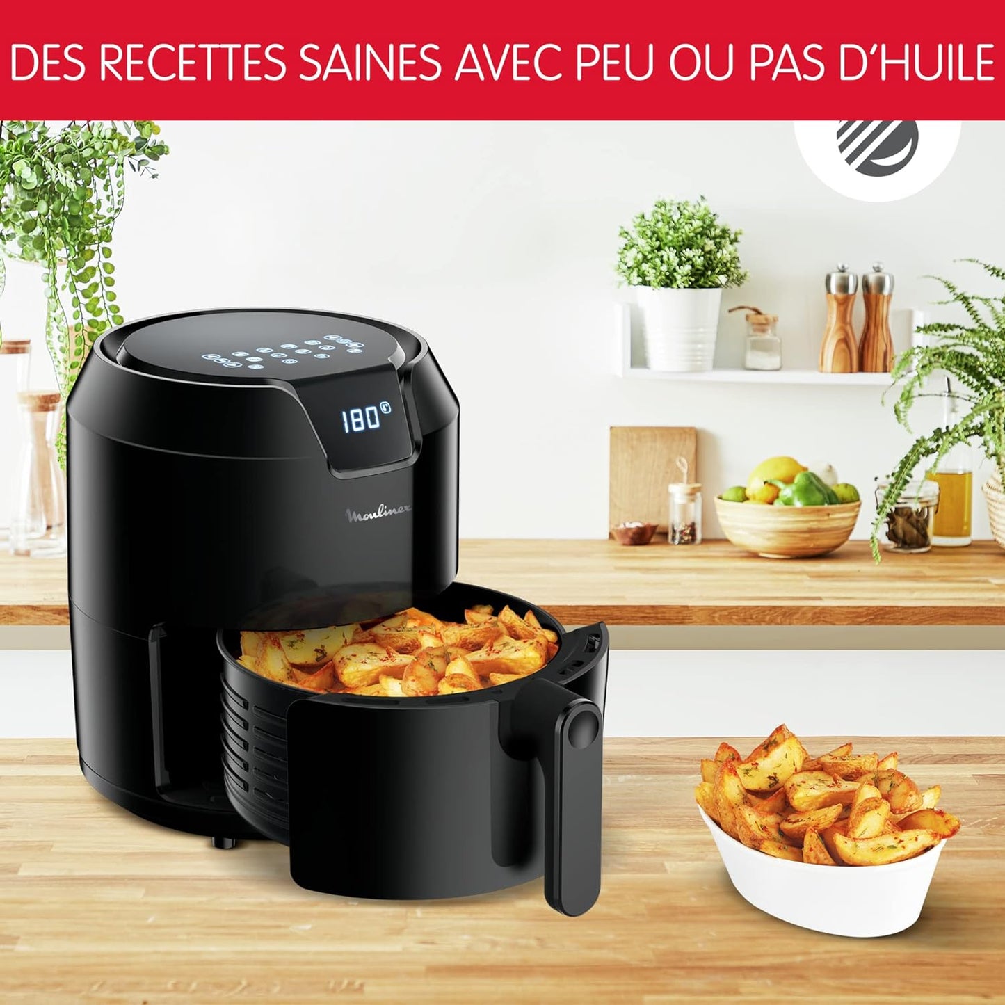 Moulinex Friteuse sans huile XL + gril, 4,2 L, 6 personnes, 8 programmes,