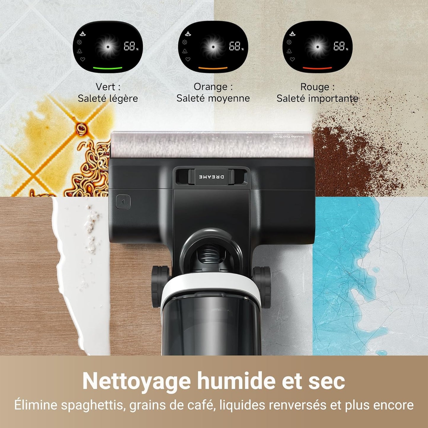 dreame H14 Pro Aspirateur Laveur Sec Et Humide, Design Plat à 180°