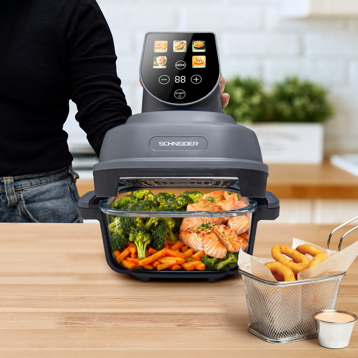 Cuisson visible à travers le bol en verre