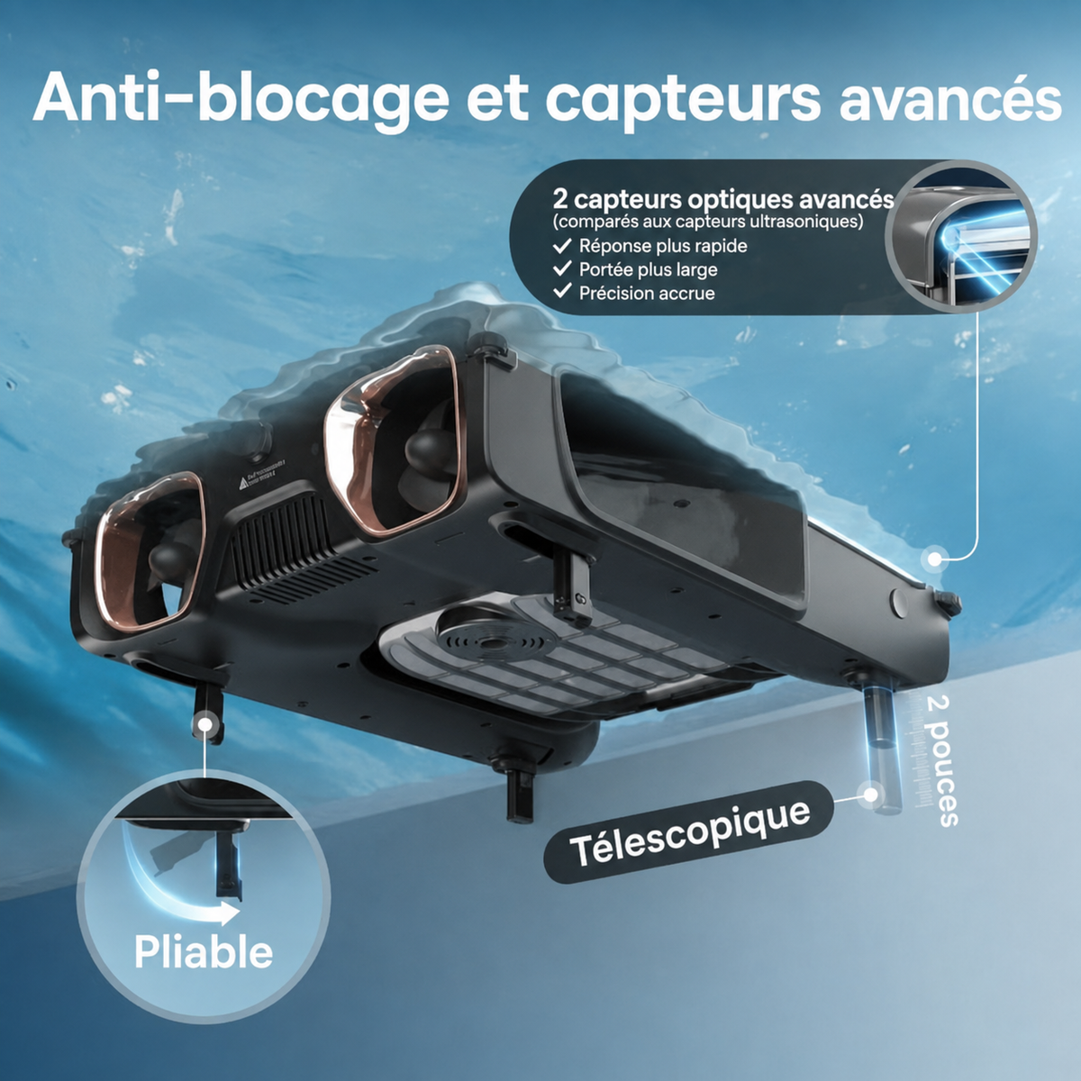 Aiper EcoSurfer S2 – anti-blocage avec capteurs avancés et colonnes télescopiques