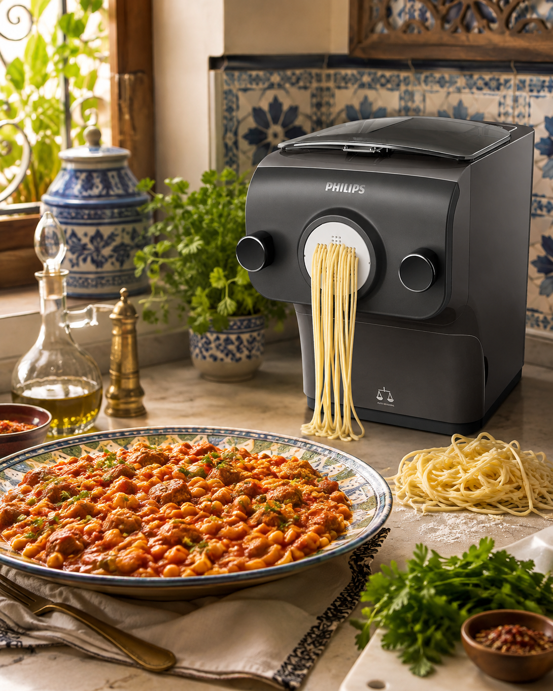 Philips Pasta Maker HR2382/15 – Machine à pâtes automatique 8 formes