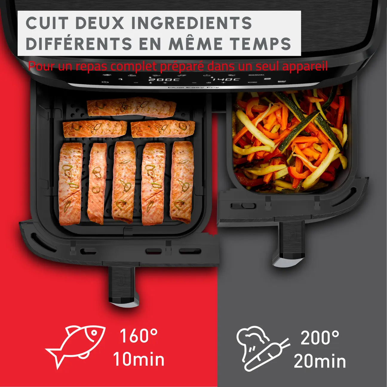 Friteuse à air Dual Easy Fry XXL, Cuisson synchronisée, Capacité de 11 L, 6 à 10 personnes