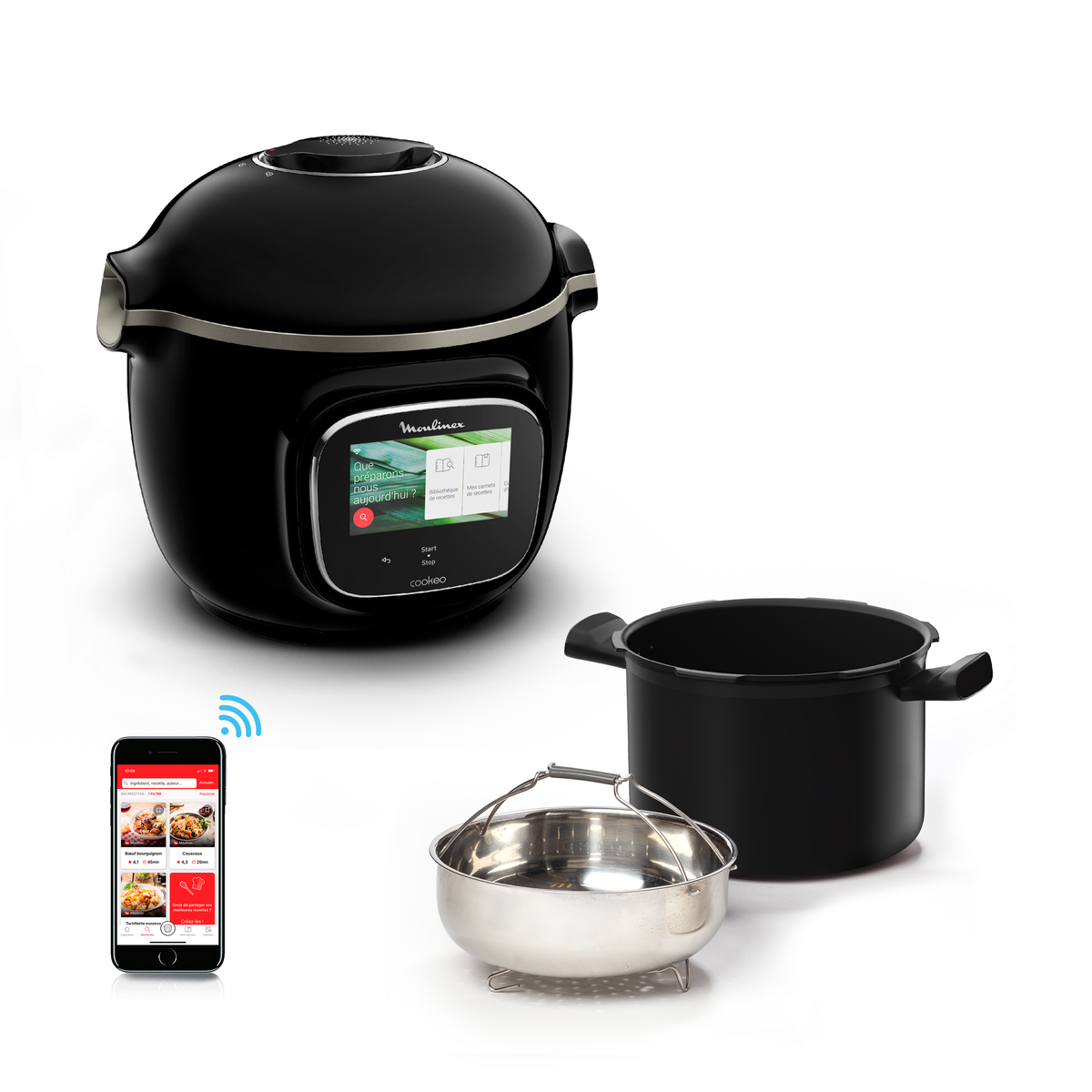 Moulinex Cookeo Touch WiFi CE902800 noir avec cuve et panier vapeur – Algérie