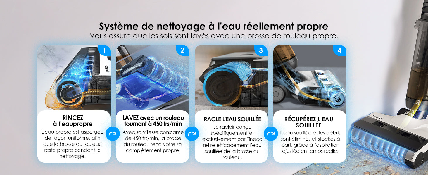 Tineco Floor One S5 Combo Plus Aspirateur et Laveur Sec et Humide sans Fil Intelligent