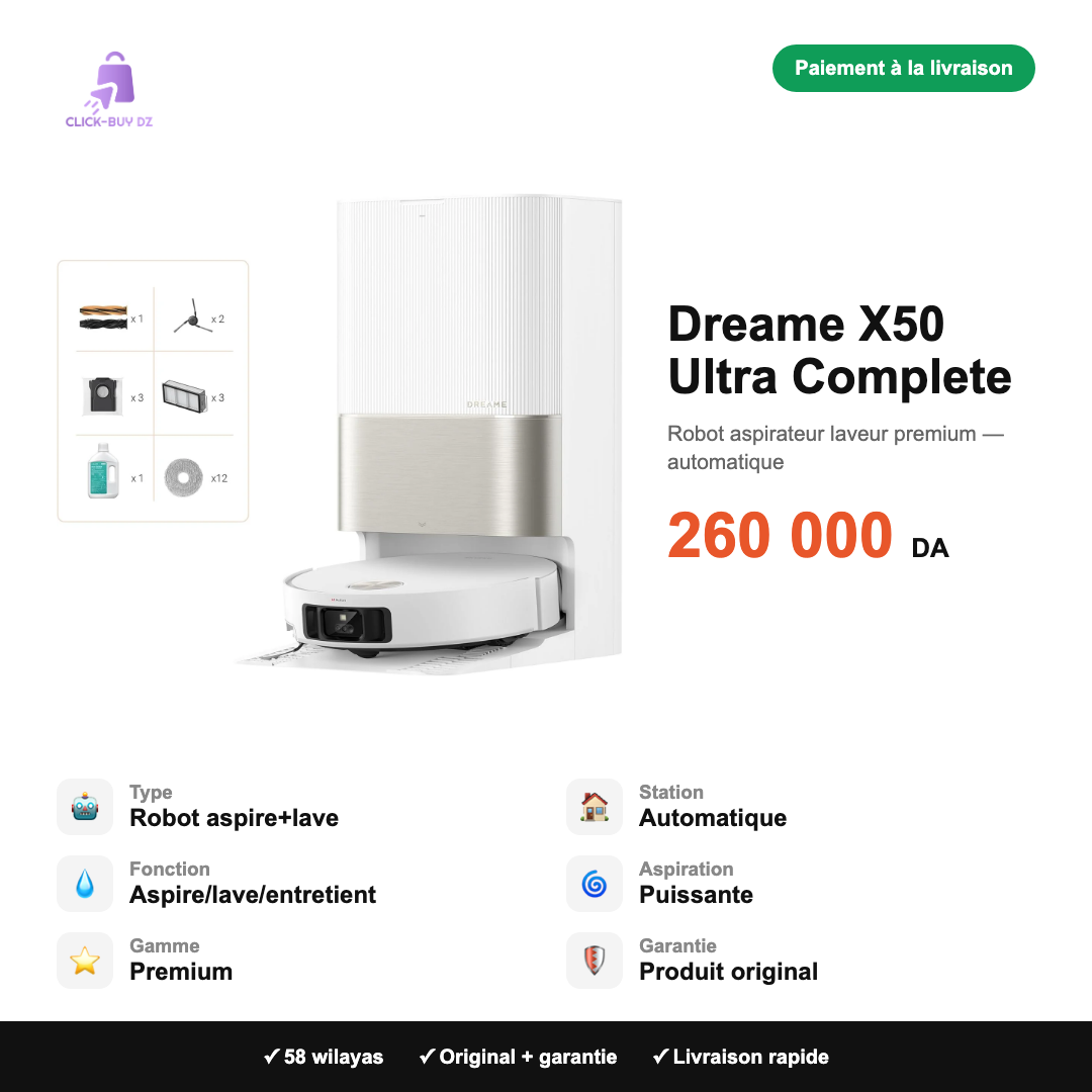 Dreame X50 Ultra Complete — spécifications