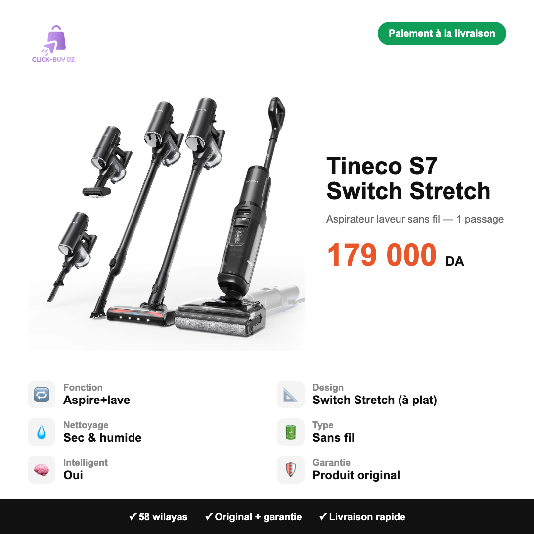 Tineco S7 Switch Stretch — spécifications