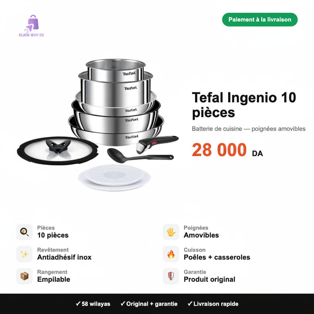 Tefal Ingenio 10 pièces — spécifications