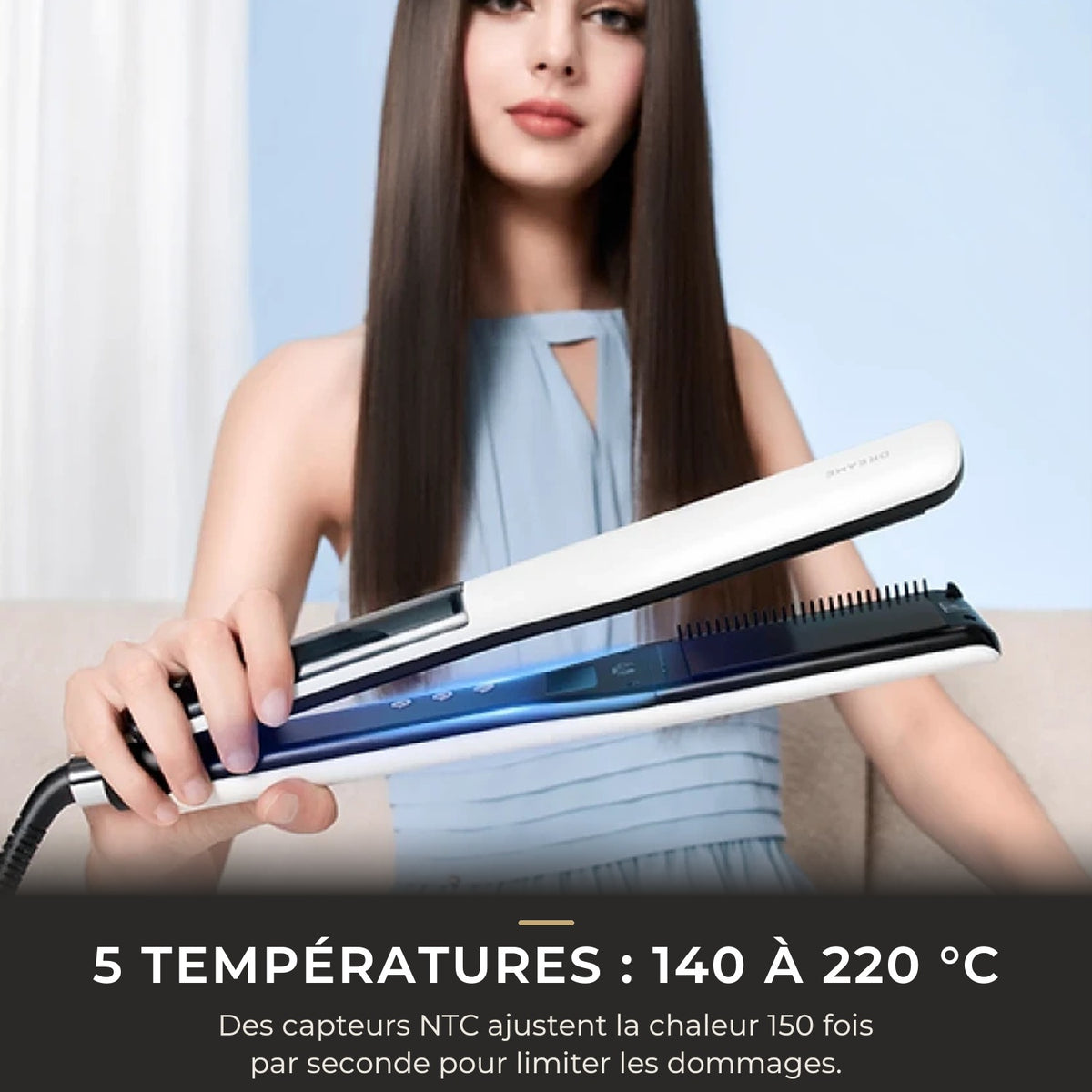 5 réglages de température de 140 à 220 °C avec capteurs NTC