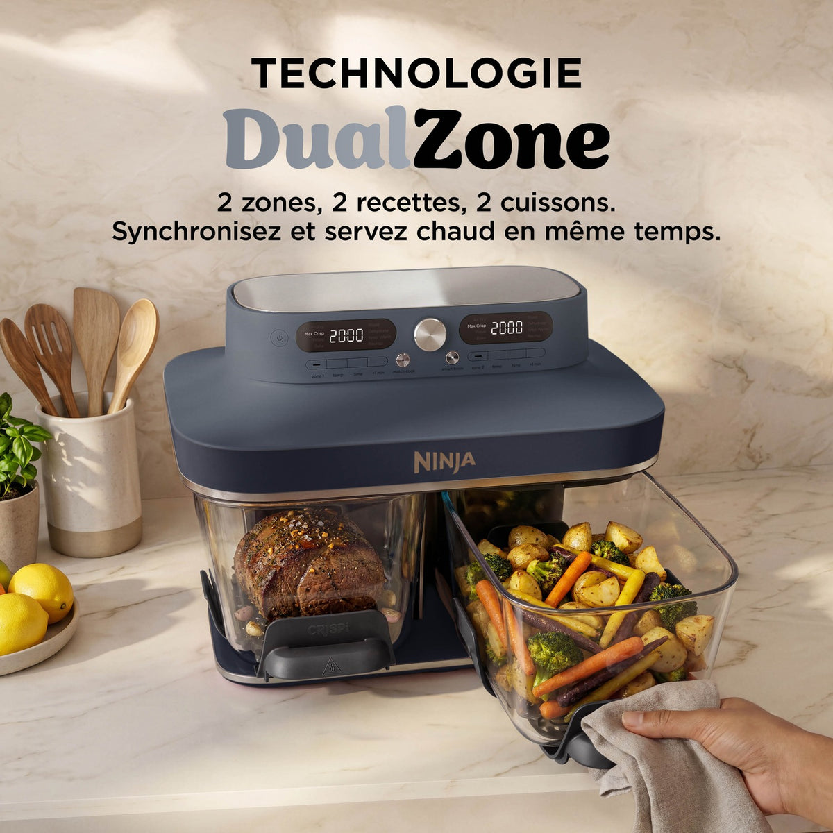 Ninja CRISPi DualZone Cyberspace en cuisine, 2 zones de cuisson