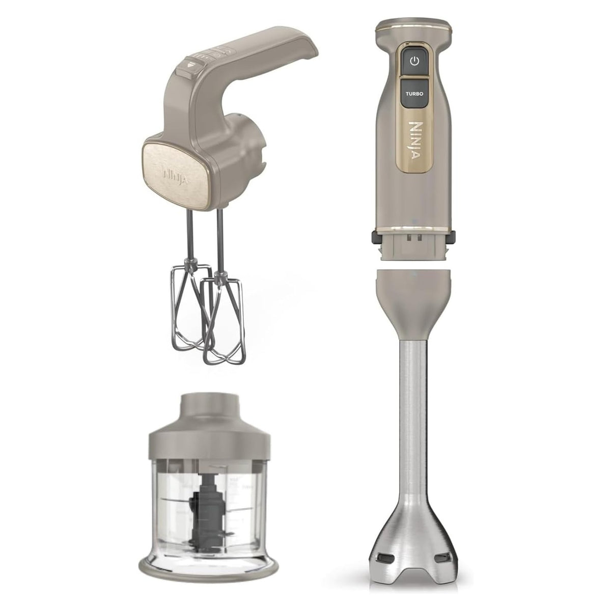 Ninja Foodi 3-en-1 Stone Gold : batteur, mixeur plongeant et hachoir 700 ml