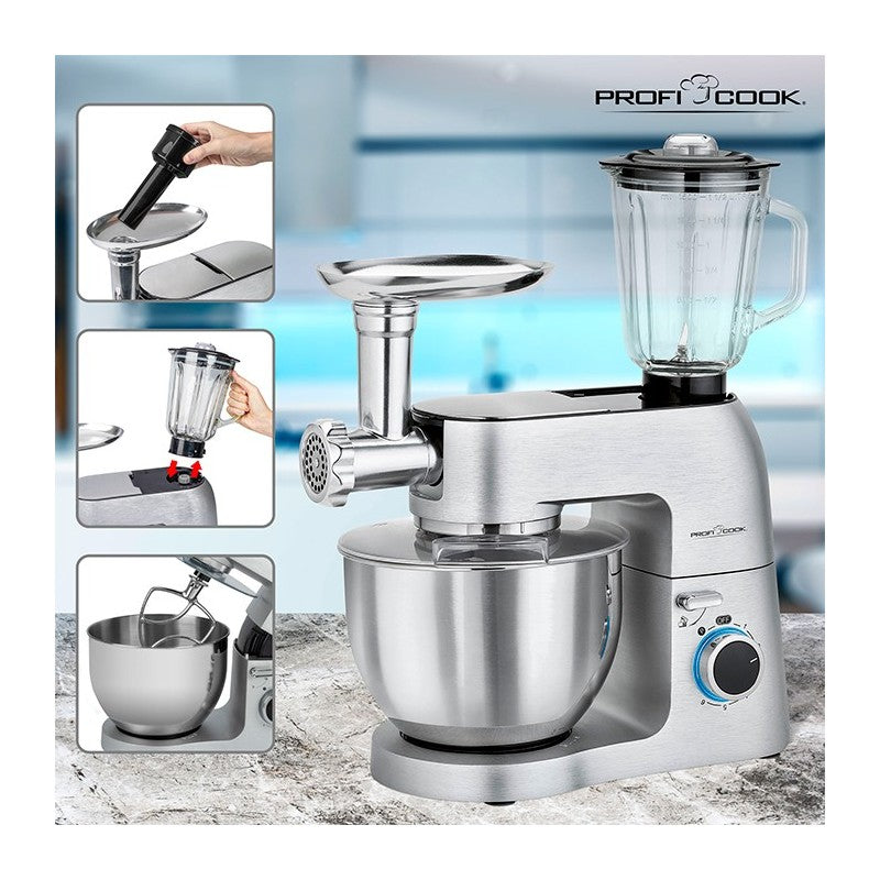 Proficook Robot pétrin Multifonctions 3en1 6,5L 1500W