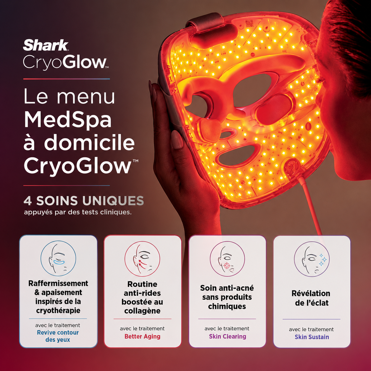Shark Masque LED Visage Universel — Sécurité pour l’utilisateur
