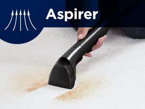 Relâcher le bouton spray et frotter lentement sur la tache pour dissoudre et absorber la saleté. 