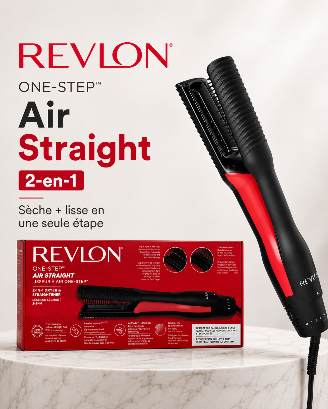 Brosse soufflante Revlon One-Step Air Straight 2-en-1 – vue 3