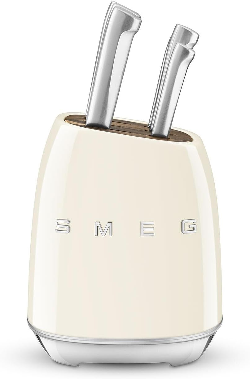 SMEG Set de Couteaux Professionnels 6 Pieces avec Bloc en Bois