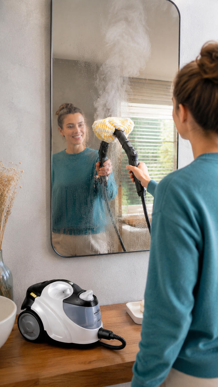 Nettoyage vapeur de la cuisine, de la salle de bain, du carrelage et des sols durs.