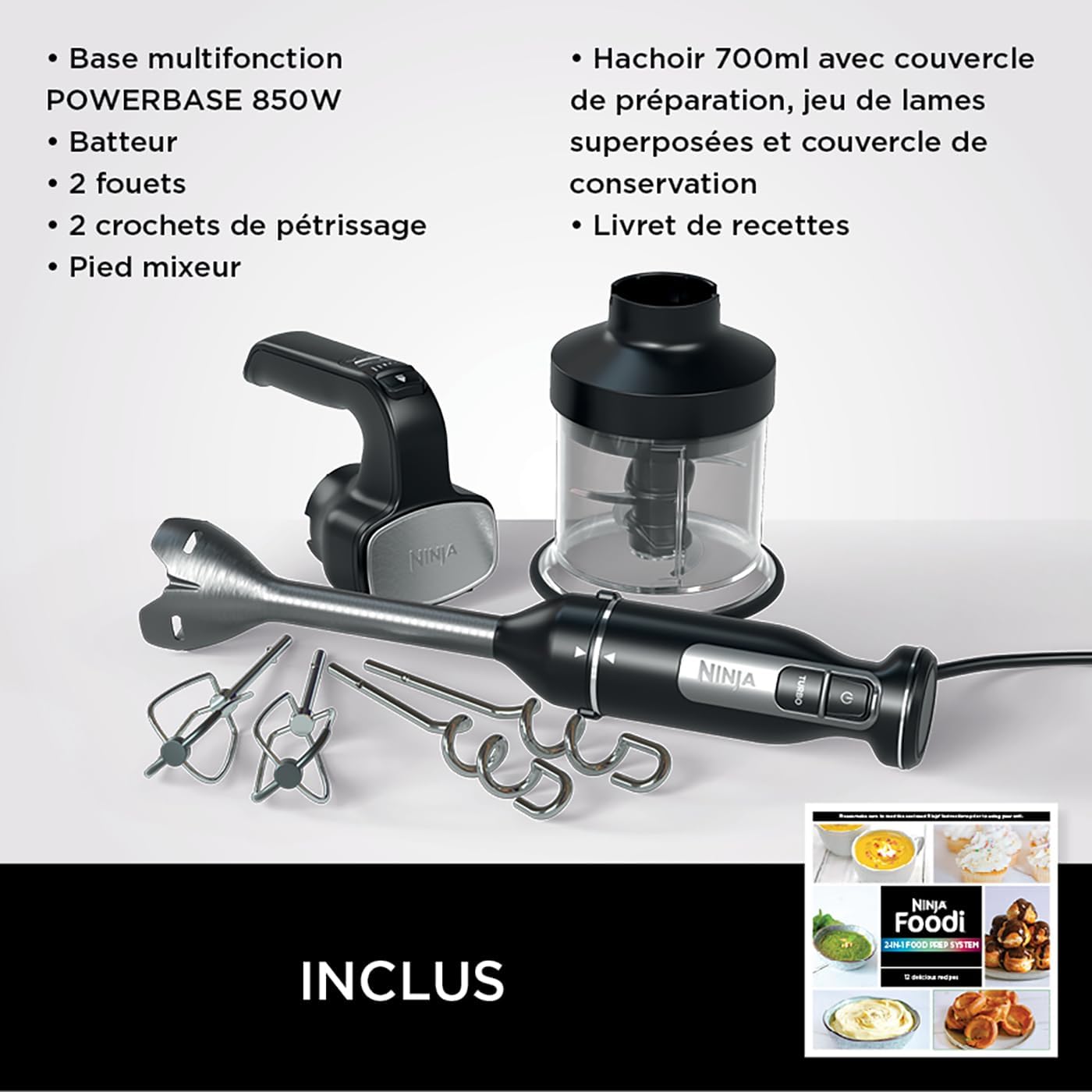 Ninja Foodi - Mixeur 3-en-1 Noir Puissance, Précision et Polyvalence dans un Appareil Compact