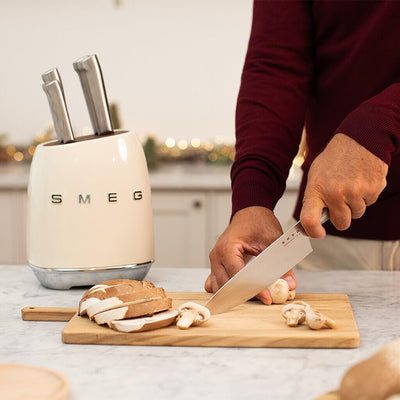 SMEG Set de Couteaux Professionnels 6 Pieces avec Bloc en Bois