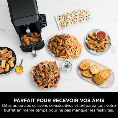 Ninja Double Stack Friteuse verticale sans huile à 2 tiroirs, 4 niveaux cuisson