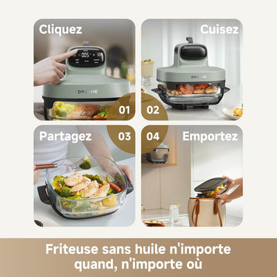 Friteuse à Air Dreame Tasti 4.5L + 2.5L - Sans Huile, Technologie Intelligente, 12 Programmes Automatiques