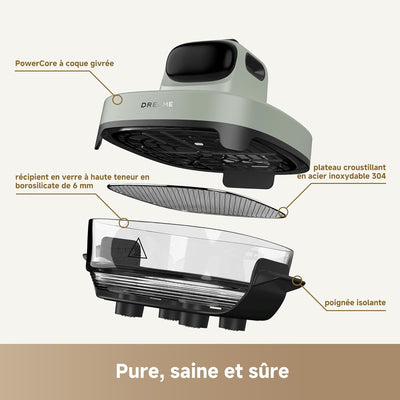 Friteuse à Air Dreame Tasti 4.5L + 2.5L - Sans Huile, Technologie Intelligente, 12 Programmes Automatiques