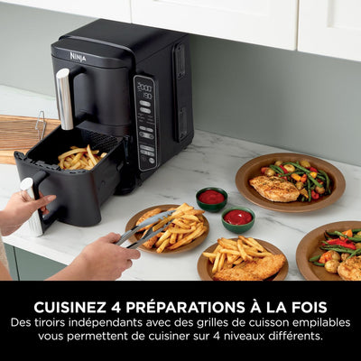 Ninja Double Stack Friteuse verticale sans huile à 2 tiroirs, 4 niveaux cuisson