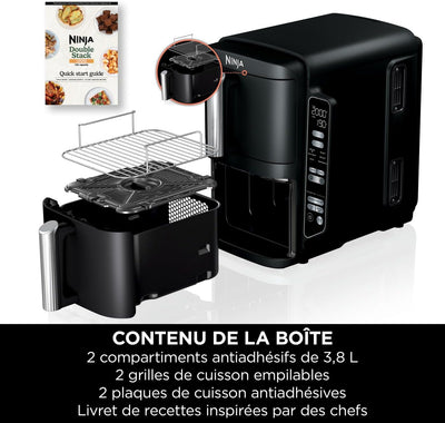 Ninja Double Stack Friteuse verticale sans huile à 2 tiroirs, 4 niveaux cuisson