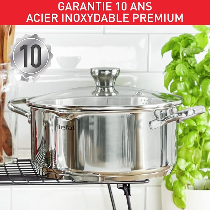 Tefal Duetto On – Batterie de cuisine 9 pièces induction en acier inoxydable