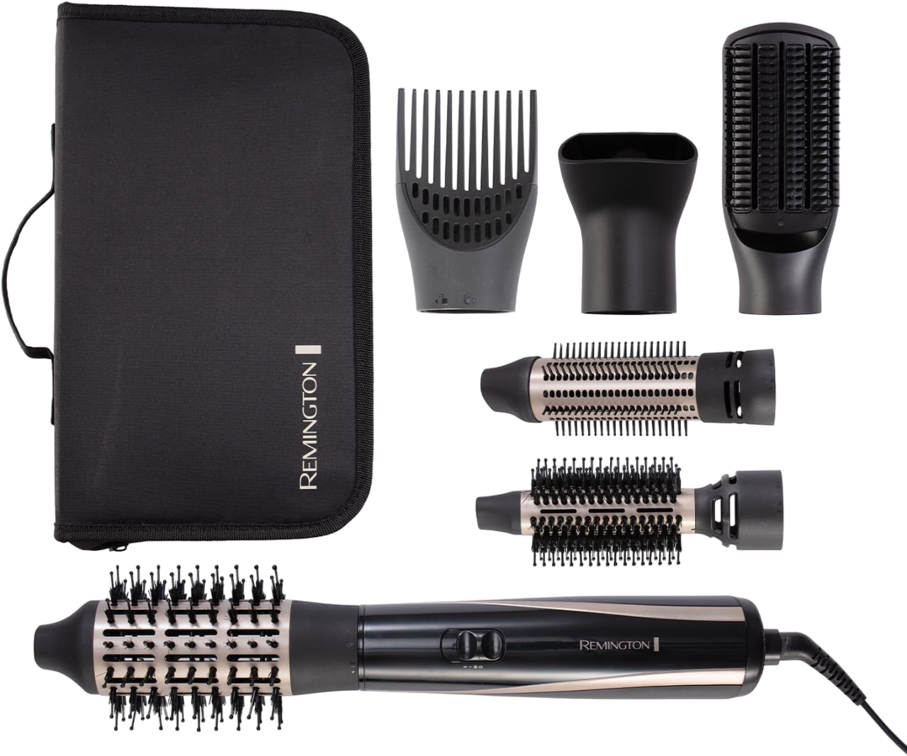 Remington Brosse soufflante Blow & Dry Caring Air Styler pour tous les types de cheveux, avec 6 accessoires de coiffage.