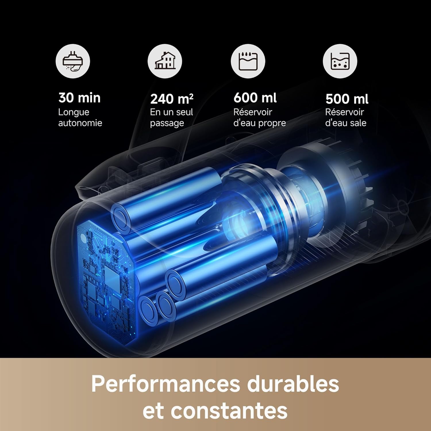 Aspirateur Mova K30 Humide et Sec, Portée Plate 180°, Aspiration 18 kPa