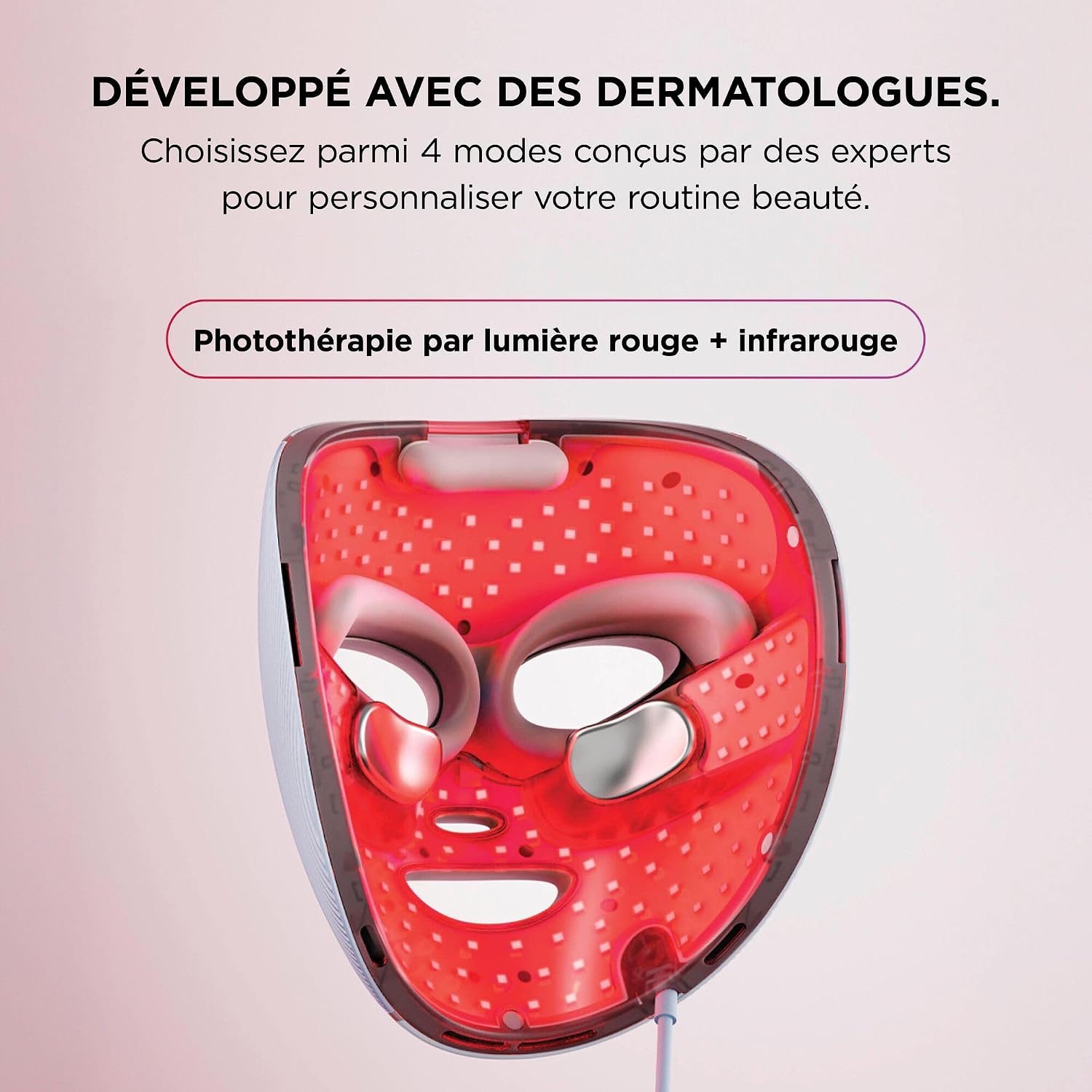 Masque Shark CryoGlow avec photothérapie par lumière rouge et infrarouge, développé avec des dermatologues.