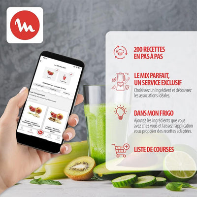 Moulinex Perfect Mix + Blender haute vitesse, 1200 W, Bol verre 2L, 3 programmes automatiques, Smoothie, Glace pilée, Nettoyage automatique