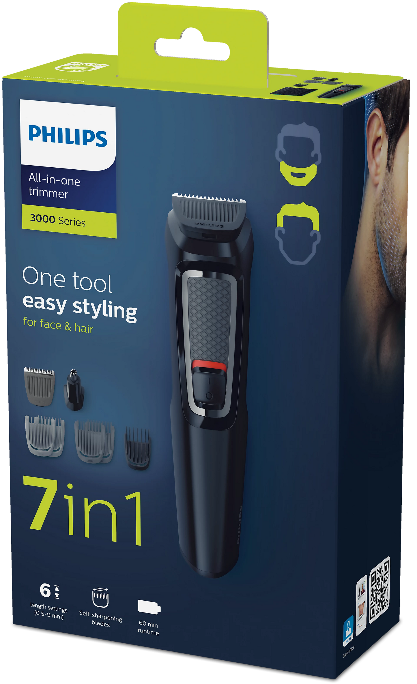 Philips Multigroom Series 3000 – Tondeuse 7-en-1 pour Visage et Cheveux"