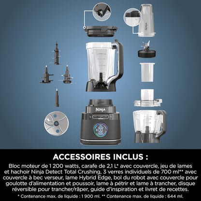 Ninja Detect Power Blender Pro 3-en-1 - Technologie BlendSense Intelligente 1200W