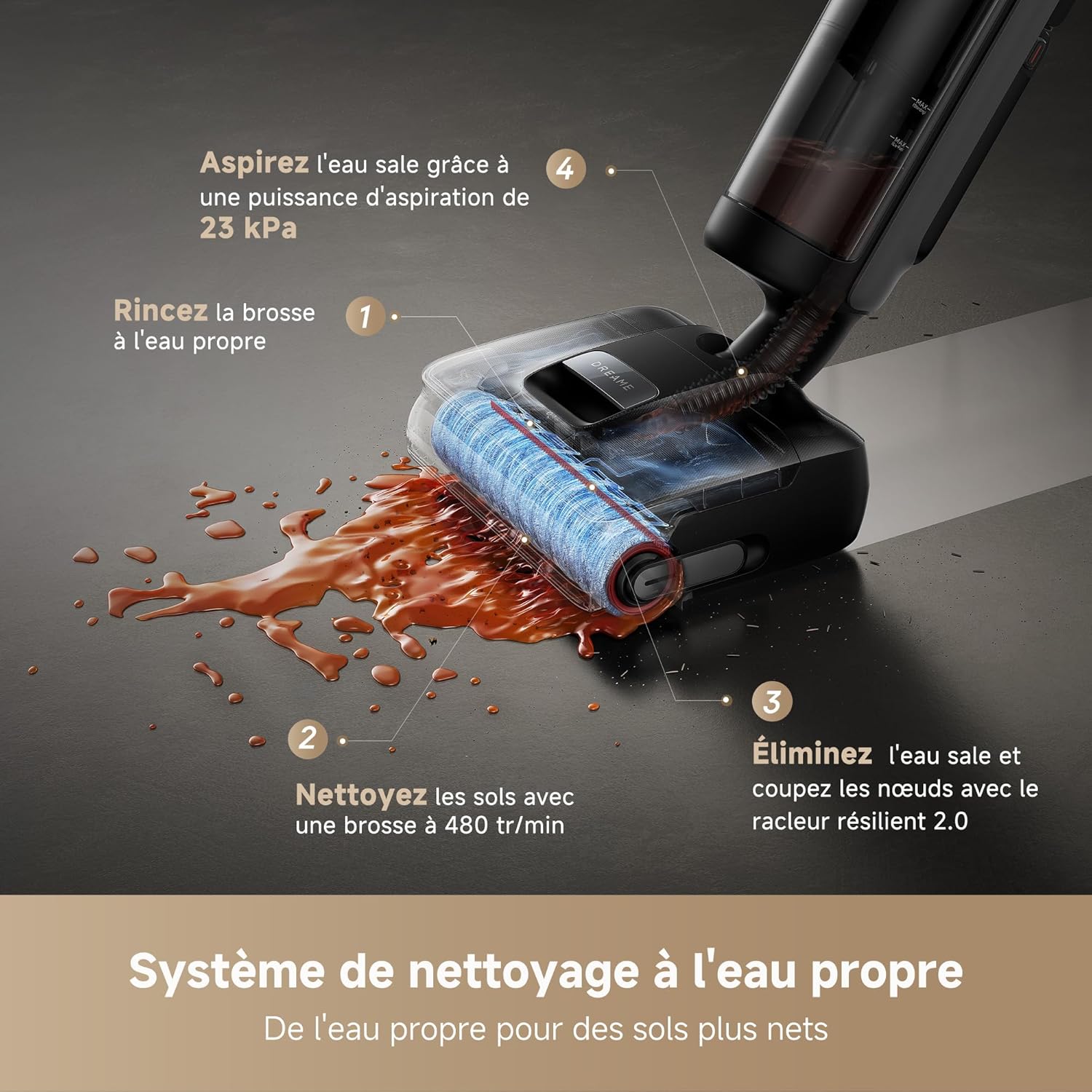 Dreame H15 Mix aspirateur laveur accessoires brosse multi-surface