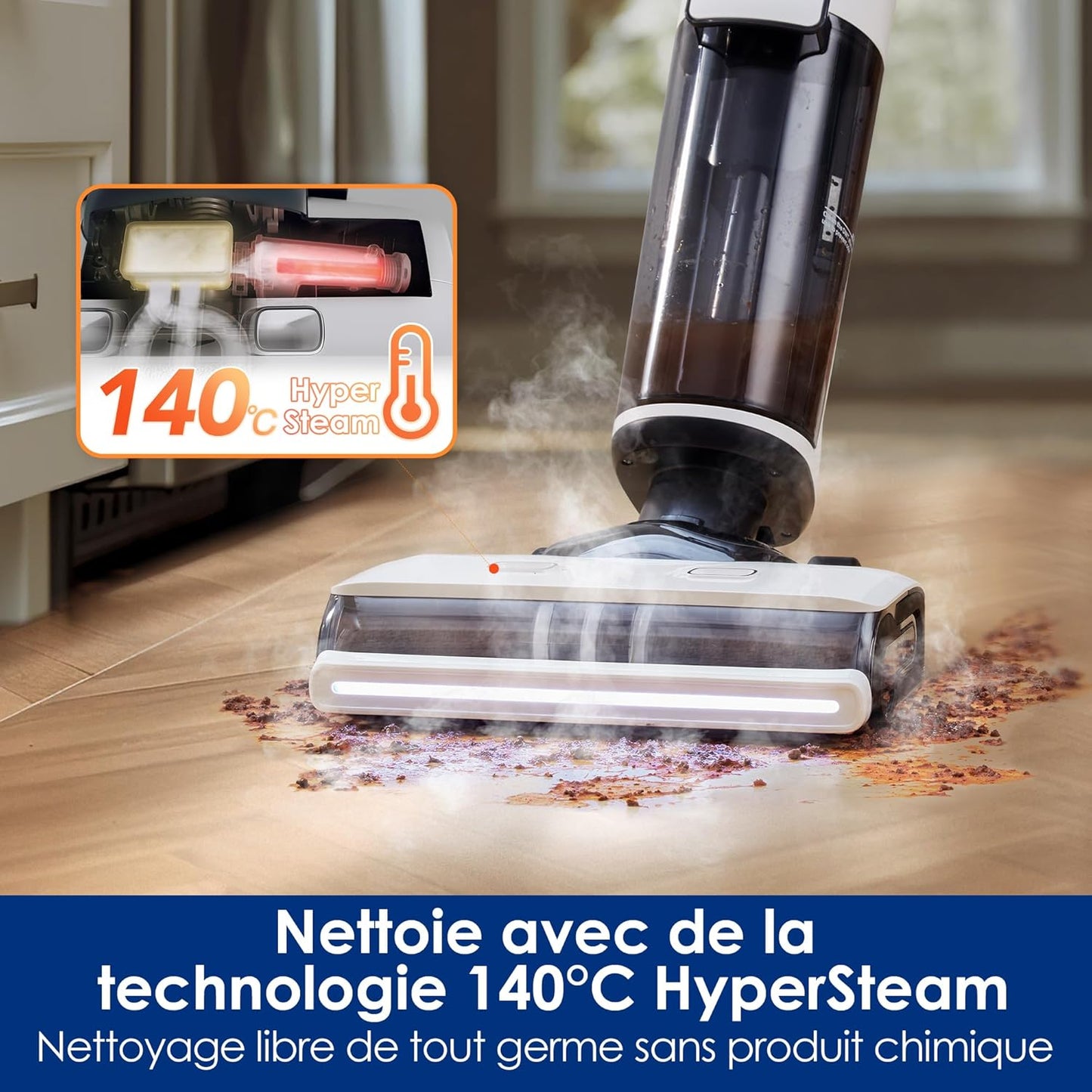 Tineco Floor One S7 Steam - Balai Vapeur Sans Fil avec Technologie Intelligente