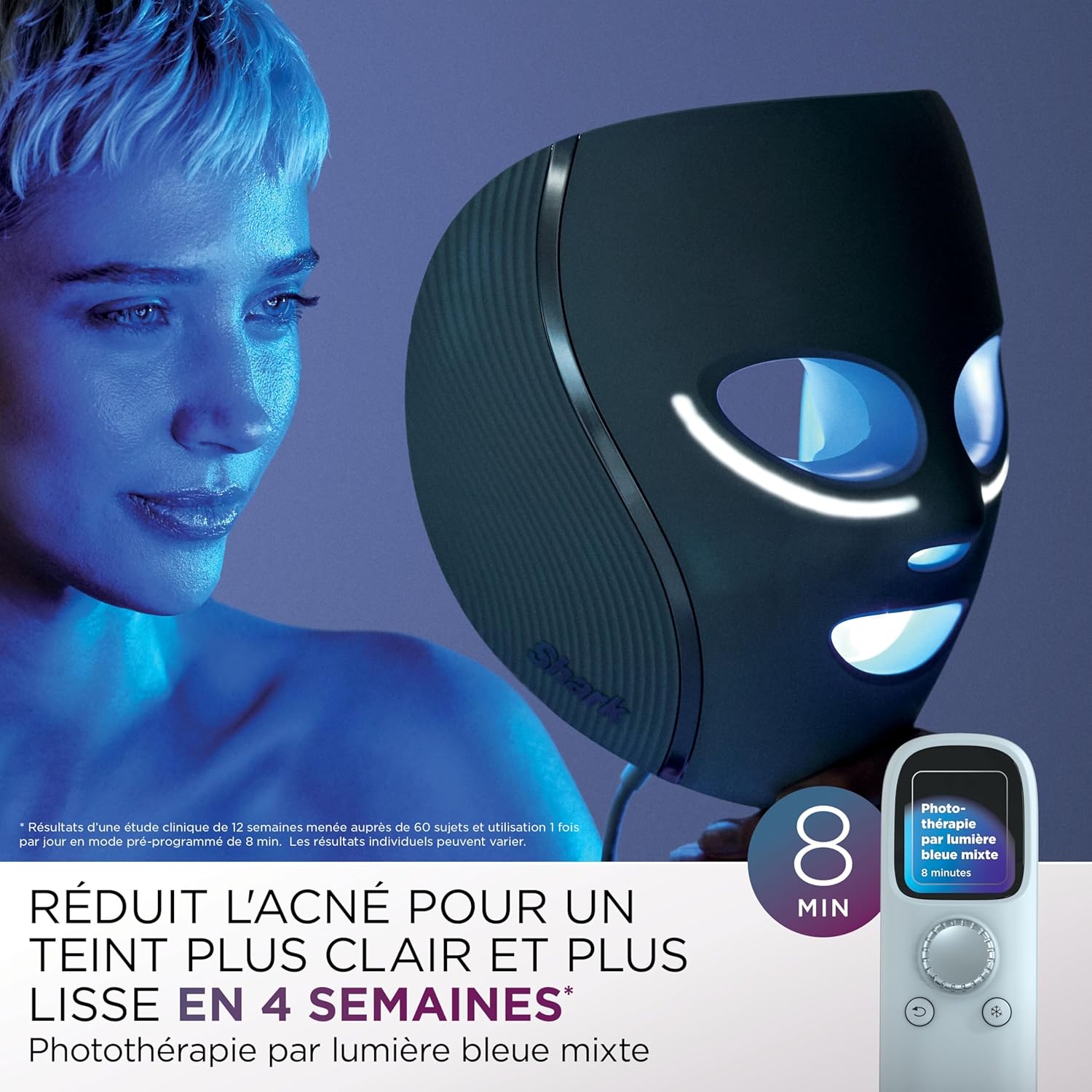 Shark Masque LED Visage Universel – Technologie Dermatologique à Domicile