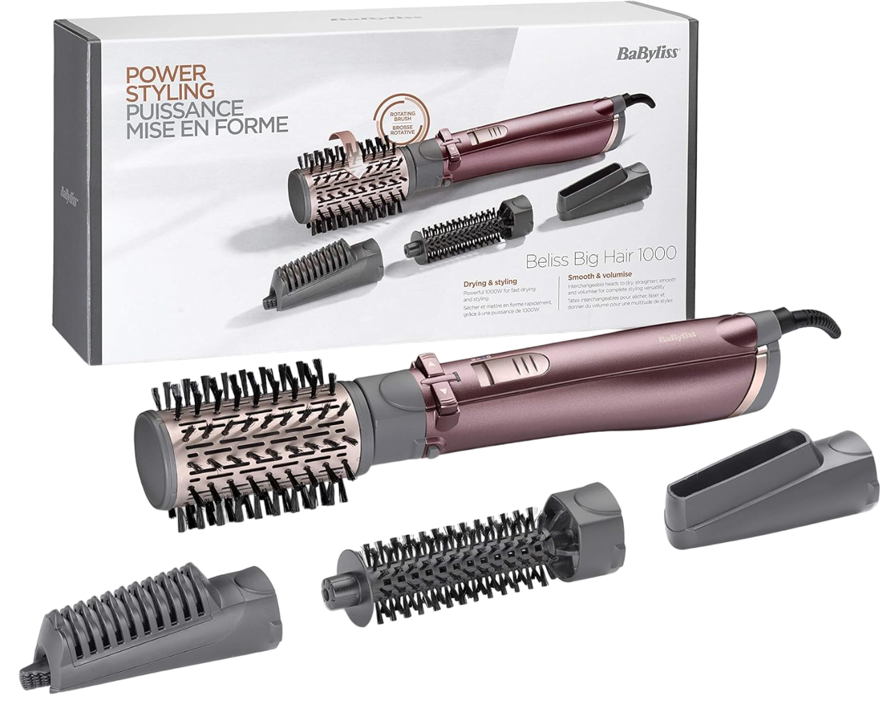 BaByliss - AS960E - Brosse soufflante Beliss Big Hair 1000 4-en-1 Rotative