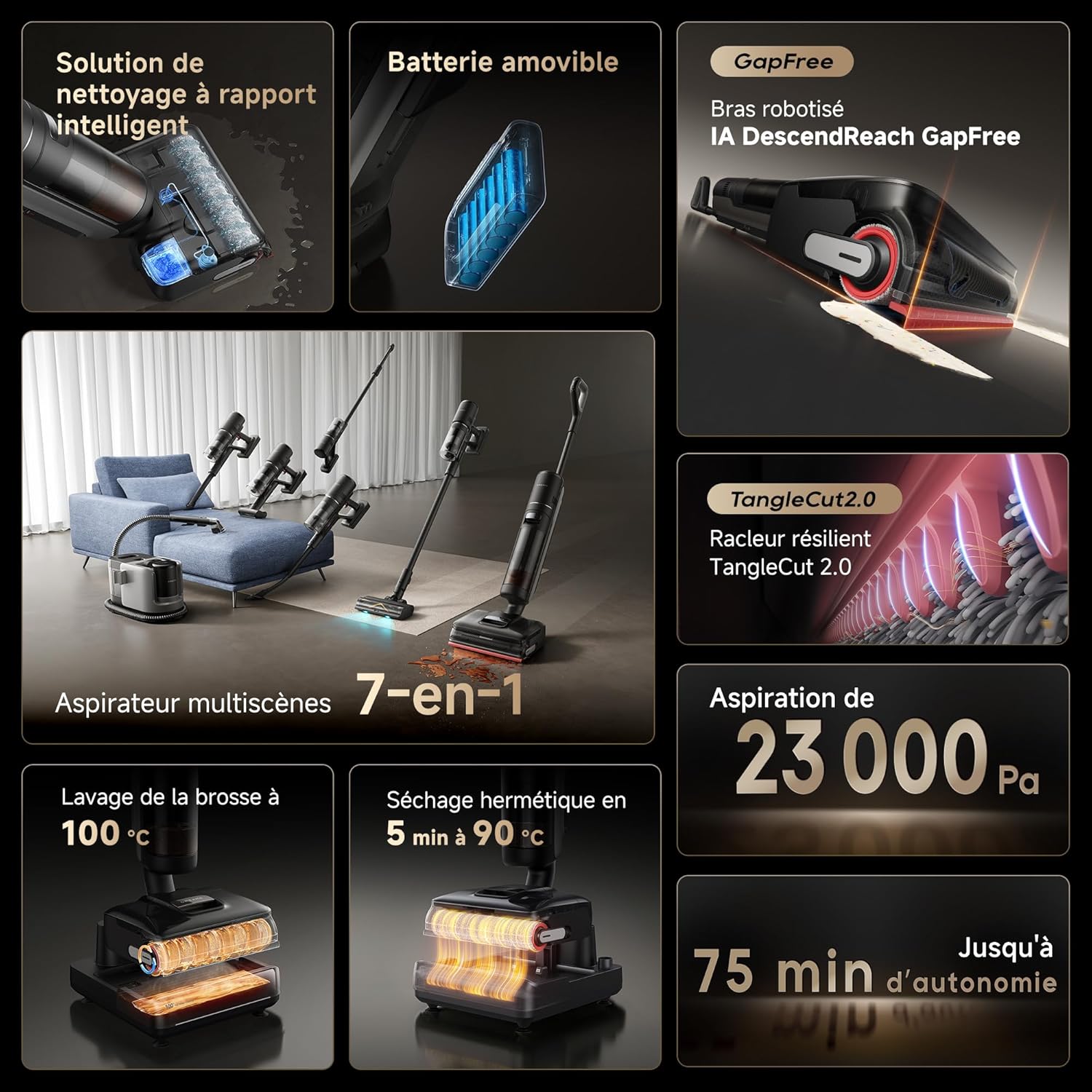 Dreame H15 Mix aspirateur laveur usage parquet carrelage