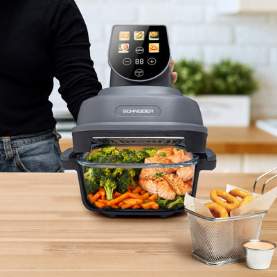 Cuisson visible à travers le bol en verre