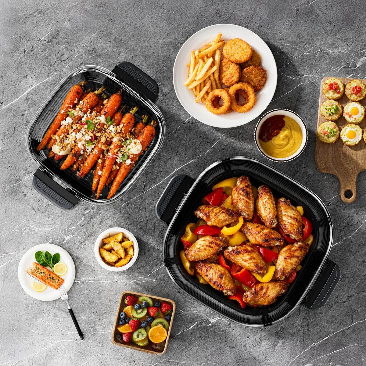 Plats cuisinés dans les bols en verre Crisp'or