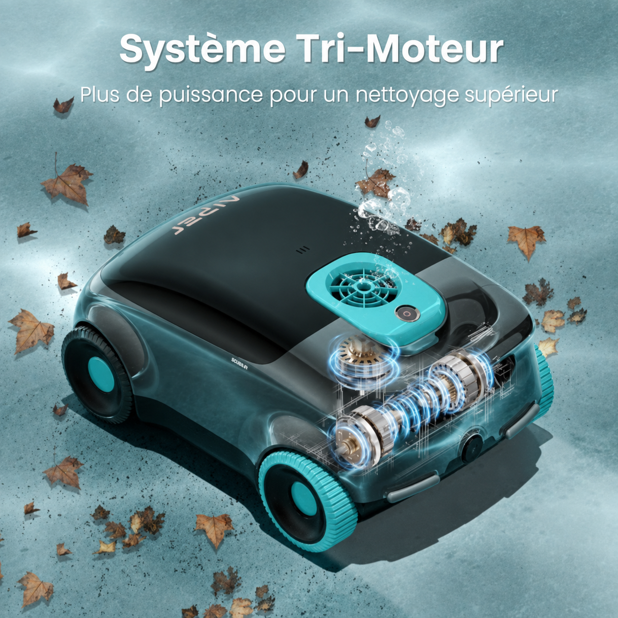 Aiper Scuba E1 – système Tri-Moteur pour un nettoyage puissant du fond